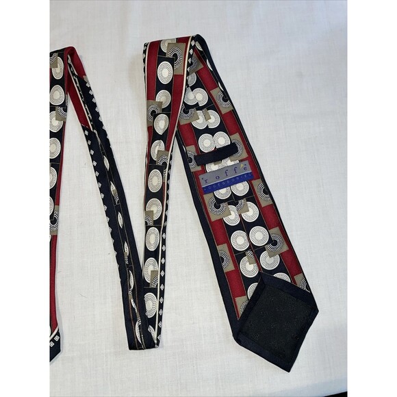 Roffe Dress Tie Mens Size 60" Multicolor Geometric 100% Silk Designer - Picture 9 of 12